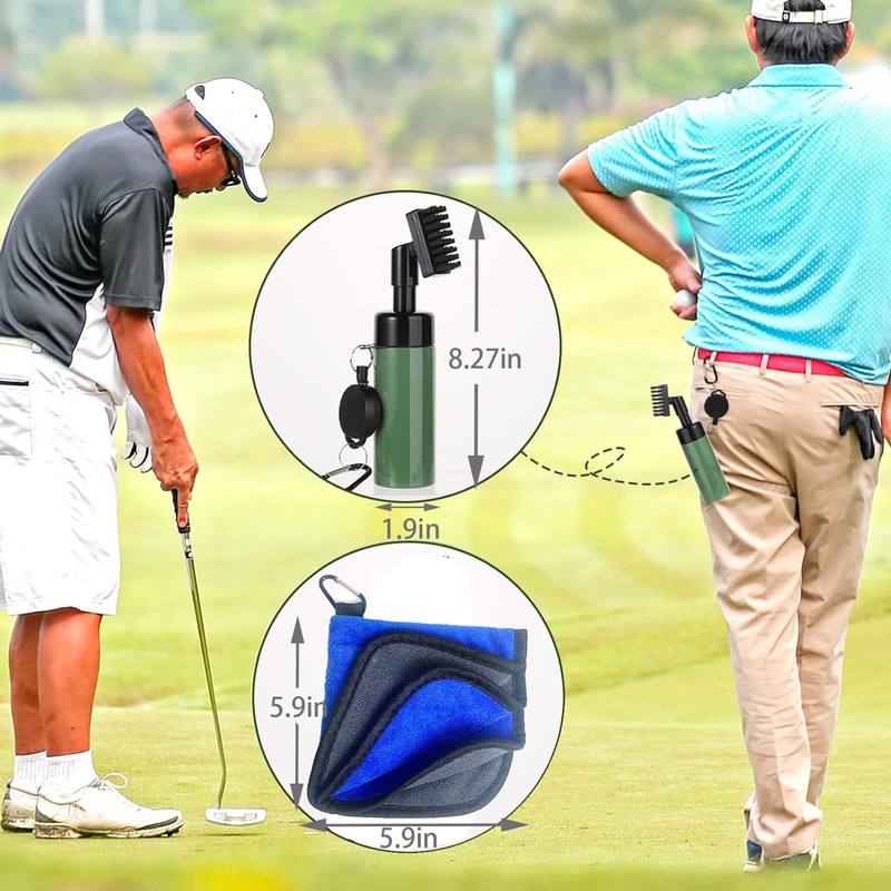 Golf Club Cleaning Set, Retractable Water Nylon Brush and Microfibre