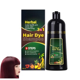 HUDABABY Wine Red Hair Dye Shampoo 3 in 1 Herbal Natural Dye Cover Gray, for Women/Men Hair Color for Grey Coverage (Wine Red)