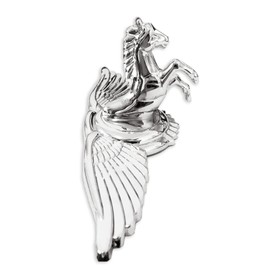 Horse Emblem Hood Ornament - 3D Car Badge Metal Sticker for Trucks and Vehicles - Chrome Stallion Flying Wing Decal (Wing Horse Chrome)