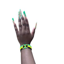 Jamaican Flag Bracelet, Colorful Jamaican Flag Bracelet, Durable Glass Beaded bangle, For all genders and ages