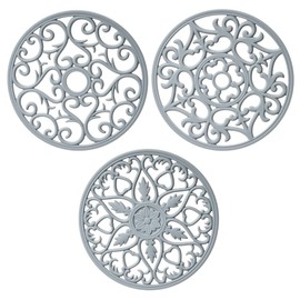 SPUVGVC Silicone Trivets for Hot Dishes-Modern Kitchen Trivet Mat, Non Slip Trivets for Hot Pots&Pans, Carved Silicone Pot Holder, Heat Resistant Mats Hot Pads for Table&Counter Tops Set 3 Light Grey