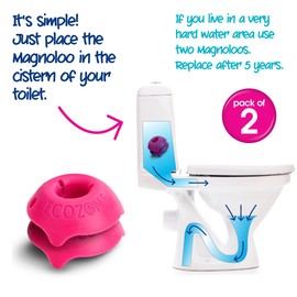 Ecozone Magnoloo Anti Limescale Treatment For Toilets, Removes & Prevents Limescale, Lasts For Up To 5 Years, AllergyUK Certified, Vegan, Cruelty Free - Pack of 2