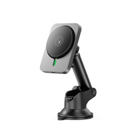 XO CX018 Wireless Fast Charge Car Phone Holder with Suction Cup Compatible with MagSafe, Built-in Cooling Fan, 15W Fast Charge, Adjustable Height, Universal Compatible with External Magnet