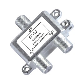 2-Way SAT Splitter, Coaxial Distributor, Satellite Splitter, Antenna Splitter for Satellites and Cable Systems, TV Signal Distribution Power Supply, 5-2400 MHz, 2 Receivers Simultaneously Operate
