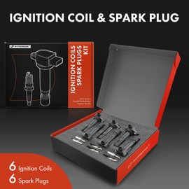 A-Premium Set of 6 Ignition Coil Pack and Iridium Spark Plugs Compatible with Honda Pilot 2009-2015, Ridgeline 2009-2014 & Acura RDX 2013-2015, ZDX 2010-2013, 3.5L