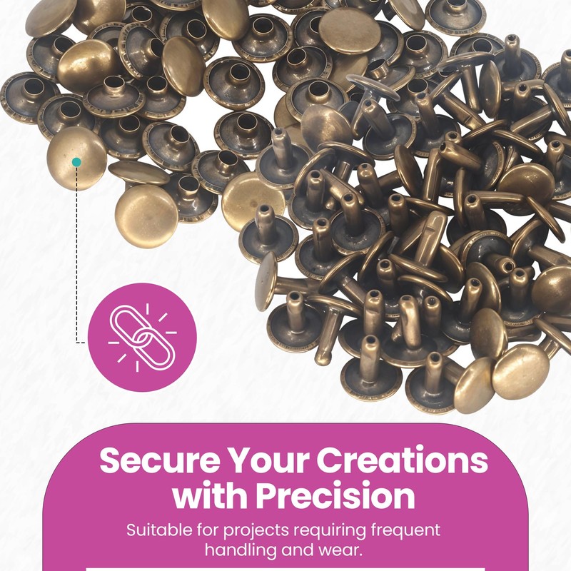 WedDecor Bronze 100 Sets of 10mm Double Cap Rivets –