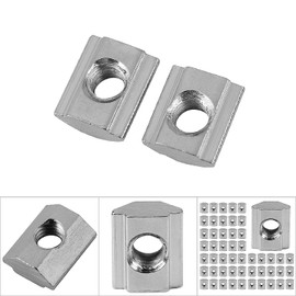 50Pcs T Slot Nut, M5 T Nuts, Hammer Head Nut T Sliding Nuts Series EU Type 20/30 M4/ M5/ M6 Carbon Steel Furniture T Nut Thread Slide in Hammer Head T-Nut for Aluminum Extrusion Profile (EU20-M5)