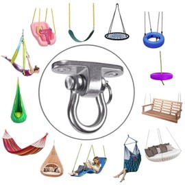 WWFFEN Permanent Antirust Stainless Steel Slient Bearing Swing Hanger,Heavy Duty 180° Rotary Swing, 1500LB Wood Playground Hammock Chair,sandbag Porch Swing