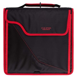 Five Star Zipper Binder, 3 Inch 3-Ring Binder, Expandable Plus Removable Padded Device Case and Expanding File, 700 Sheet Capacity, Includes Multi-Use Strap, Red/Black (29296CE8)