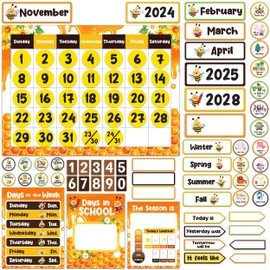 Decorably 157 Pcs Cutouts Honey Bee Classroom Decor Calendar Bulletin Boar Set, Bee Decorations for Classroom, School