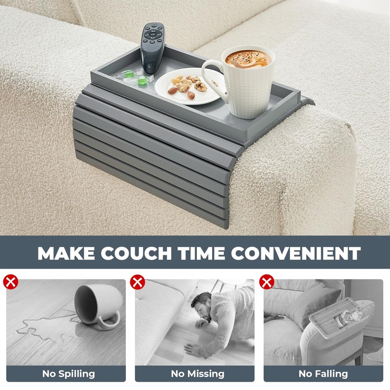 LOVYANXUE Bamboo Sofa Arm Tray, Anti Falling Couch Arm Tray