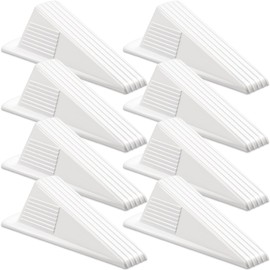 Frienda 8 Pcs Jumbo Door Stoppers Heavy Duty Door Stopper Tall up to 2inch Tall Wedge TPR Large Wedge Stackable Big Rubber Doorstop for Hotel Carpet Hardwood Concrete and Tile (White)