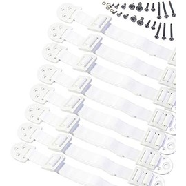 Boxiki kids Adjustable Anti-Tip Furniture Anchor Set. 8 PC Baby Safety Wall Straps by Boxiki Kids. Earthquake Restraint Straps and TV Wall mounts. Baby Proofing (White)