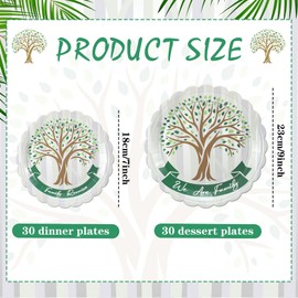 Havawish 60 Pcs Family Reunion Paper Plates Green Tree Reunion Party Decorations We Are Family Scalloped Plates Gathering Party Supplies