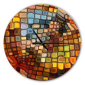 DesignQ 'Dreaming of Stained Glass ' Modern Wall Clock for Home Bedroom Bathroom Office Living Room Decoration, 6043, 23x23