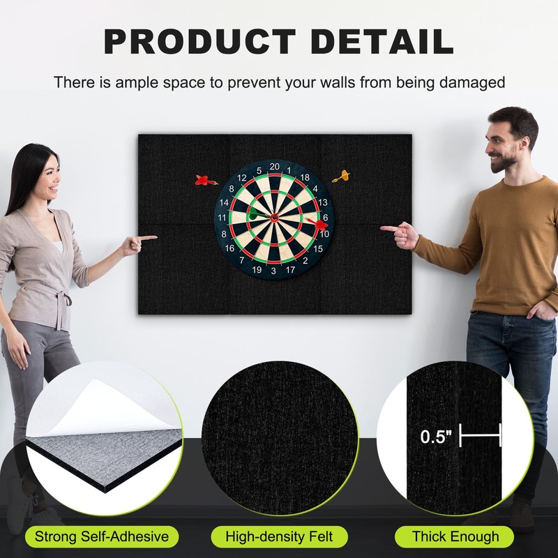 AMUSIGHT Dart Board Wall Protector, 36" × 24“ × 0.5”