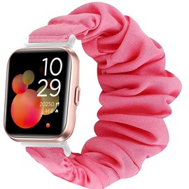 Blueshaweu ID208 Plus Watch Fabric Elastic Scrunchie Elastic Watch Band Kids Girls Cute Replacement Straps Compatible for Quican ID208 Plus 1.8",aeac ID208 Plus,WMK ID208 Plus (Pink)