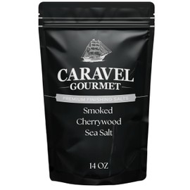 Smoked Cherrywood Sea Salt for Cooking and Grilling – Cold Smoked Salt with Robust and Smoky Flavor for Seasoning Meats & Vegetables – 14 oz Refill Pouch by Caravel Gourmet