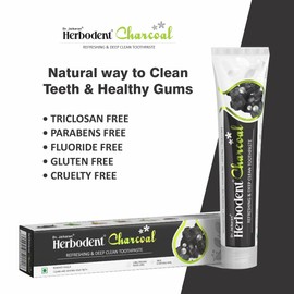 Herbodent® Charcoal Toothpaste - 6.53 Oz Pack of 2 | Whitens Teeth & Fresh Breath | No Bleach, No Fluoride | Activated Bamboo Charcoal & Organic Herbs -Wheat Germ Oil, Thyme Oil, Clove Oil