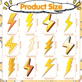 Aposwow Lighting Bolt Party Decorations - 24PCS Lightning Hanging Swirls Birthday Party Decoration Gold Flash Ceiling Swirls Baby Showers Decor Supplies