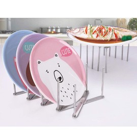 Pot Lid Holder, Stainless Steel Adjustable Pot Lid Organizer, Kitchen Cabinet Pantry Pan and Pot Lid Organizer Rack Holder