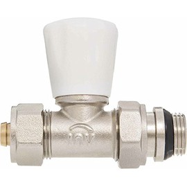 Straight Manual Inlet Radiator Valve 16mm PEX Compression Fittings x 1/2" BSP