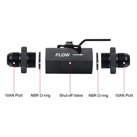 Podavelle 10AN AN10 Male Flare Inline Fuel Shut Off Valve with Cable Lever Aluminum Black