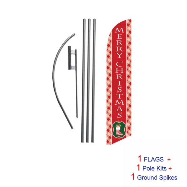 FeatherFlagNation Merry Christmas (red) 15' Feather Banner Swooper Flag Kit