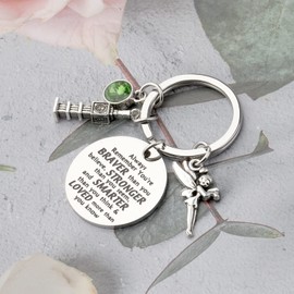 AKTAP Peterr Pannn Inspired Keychain Fairy Tale Jewelry Tinkerr-Belll Charm for Movie Fandom You're Braver Than You Believe (Peter Pann Inspired Keychain)