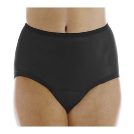 3-Pack Women's Nylon Regular Absorbency Incontinence Panties Black Large (Fits Hip 41-42")