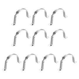 sourcing map 10Pcs Rigid Pipe Straps, 80mm(3.15") 304 Stainless Steel 2 Hole U-Shaped Bracket Tube Hanger Pipe Clamps for Fixing Pipe Cable