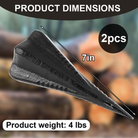 Otoolling 2 Pcs 4 Lbs Manual Log Wood Splitter Wedge 7 Inch Steel Diamond Wedge 4 Direction Design Splits Firewood into 4 Pieces Less Effort Manual Maul, Black