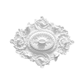 MARBET DESIGN Stucco Rosette R-25, 70 x 57 cm - Ceiling Rose White, Made of EPS Styrofoam, Decorative Element, Stucco, Wall Decoration Living Room Lamp, Polystyrene Oval