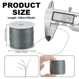 PH PandaHall 100 m Bracelet Cord 0.24 mm Fishing Line Strong Craft Cord Micro Fused Bead Thread for Jewellery Making Sewing and Crafts Grey