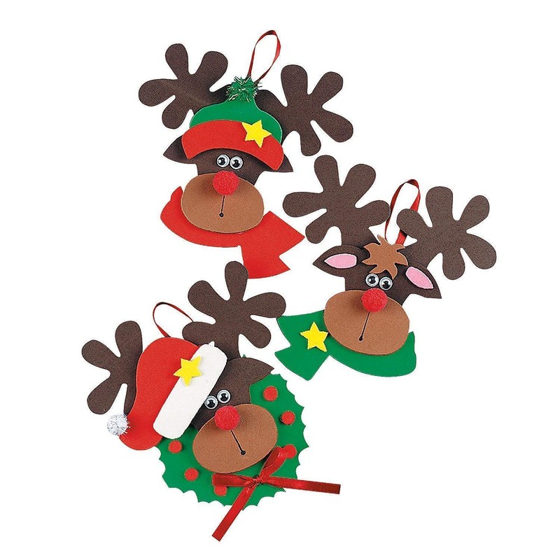 Santa and Reindeer Christmas Ornament Kits, Set of 24 Foam