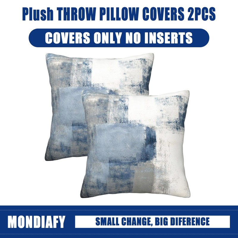 Mondiafy 2 Pack Throw Pillow Covers Soft Touch Plush 18x18