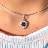 Takar Fine Sterling Silver Heart-Shaped Garnet and CZ Filigree Charm