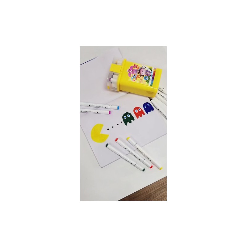 Plumones Doble Punta Cincelredonda Deli 24pz Rotulador