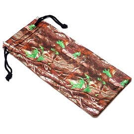Calabria Warm Brown Forest Camouflage Drawstring Microfiber Cleaning Cloth & Eye Glasses Pouch | 6.75" x 3.25"