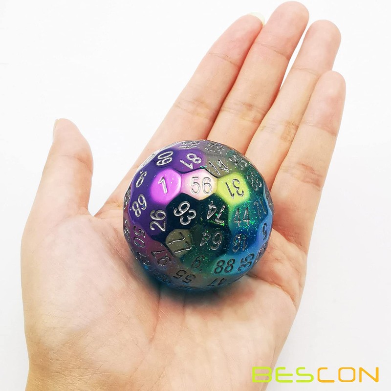 Bescon Dazzling Blue 100 Sided Dice, Polyhedral Solid 100 Sides