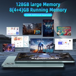 AQHH Lastest 2024 Android Tablets, 10.1" Android 13 Tablet with Octa-core Processor, Ultra Slim 8(4+4GB) RAM+128GB ROM+512GB Expand, BT 5.0, Dual Camera, 1280x800 HD IPS