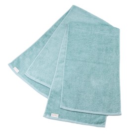 Muco Towel, Organic Long Face Towel, Senshu Towel, Made in Japan, Medium Thick, 100% Cotton, Baby Set of 2, Same Color, Light Green