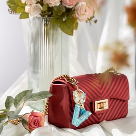 MORSUNBELA Keychain Initial Keyring Letter Key Ring L Blue Butterfly Keychains Women's Keyrings & Keychains for Birthday Mother's Day Party Gifts