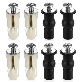 INGJIA Set of 4 Toilet Seat Fixed Screw, Universal Toilet Seat Attachment Set, Expansion Bolts Made of Rubber Toilet Seat Screws Accessories, Stainless Steel Hinge for Toilet Lid (2 Types)