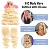 Blonde Human Hair Bundles with Closure 100% Unprocessed 613 Body