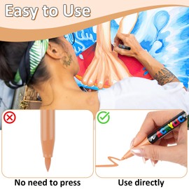 Hopton Acrylic Pens for Stones, Waterproof, 12 Colours, Stones Painting Pens, 1-5 mm Acrylic Marker for Painting for Stone, Wood, Ceramic, Canvas, Glass, Crafts, Children (Skin Tones)