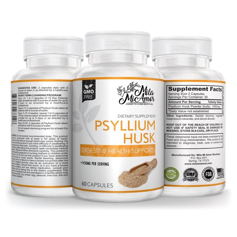 Psyllium Husk Capsules – Non-GMO Digestive & Colon Support Supplement