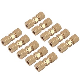 Bohaner 10 Pcs Straight Brass Brake Line Compression Fitting Unions for OD Tubing 3/16