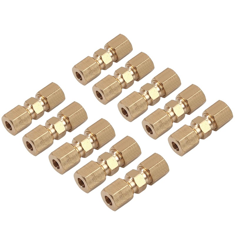 Bohaner 10 Pcs Straight Brass Brake Line Compression Fitting Unions