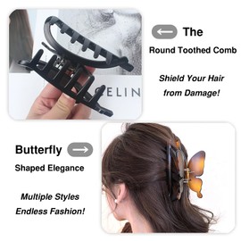 Uoocg Pack of 3 Large Claw Clip Butterfly Style Matte Acrylic Hair Clip Accessories For Women Headpiece
